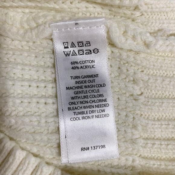 Rachel Zoe Sweater Cream Ribbed Knit Pullover Balloon Sleeves Women's S Boho - Picture 6 of 6